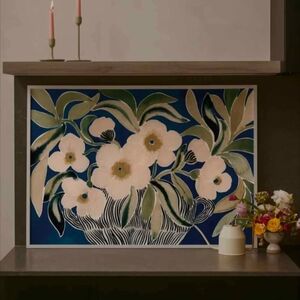 Floral Wall Art with Blue Background